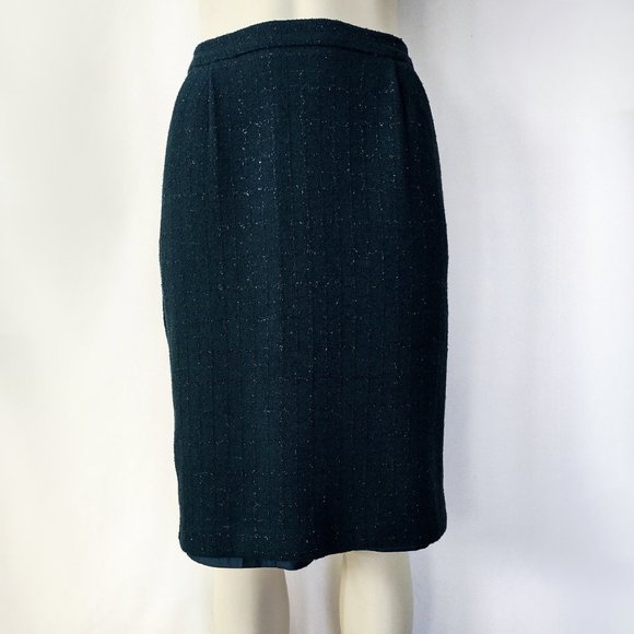 Karen Scott Green Textured High Waisted Pencil Skirt With Pockets - Picture 3 of 10